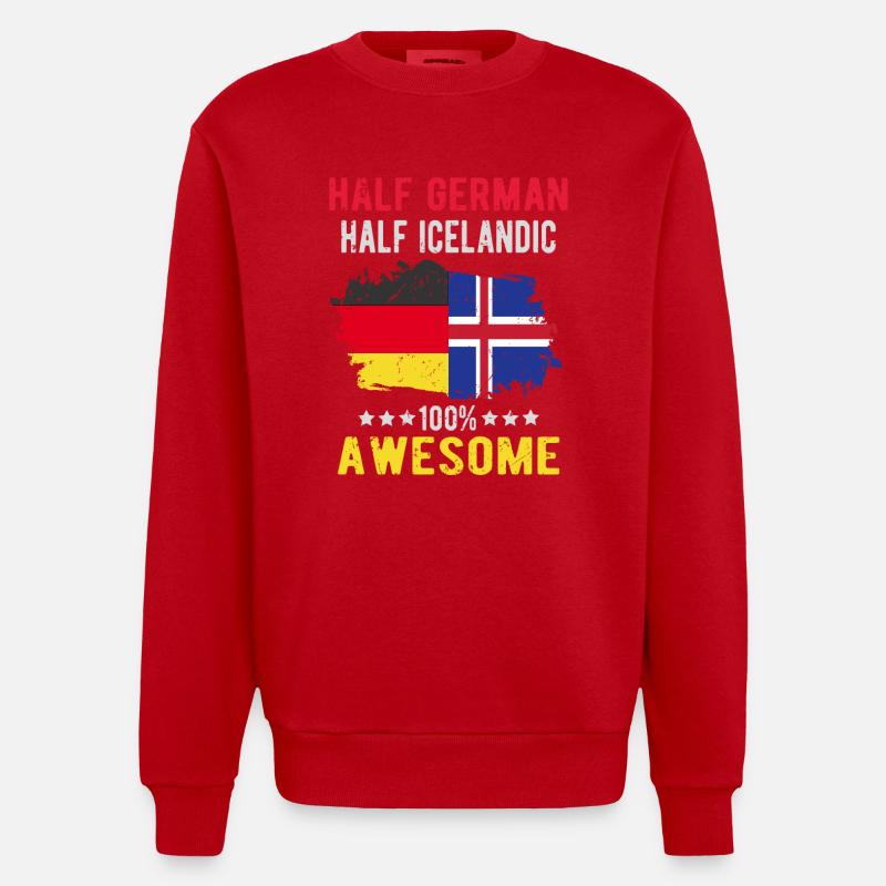 Halb Deutsch Halb Isländer - Heavyweight Oversized Organic Crew Neck Made in EU - Rot