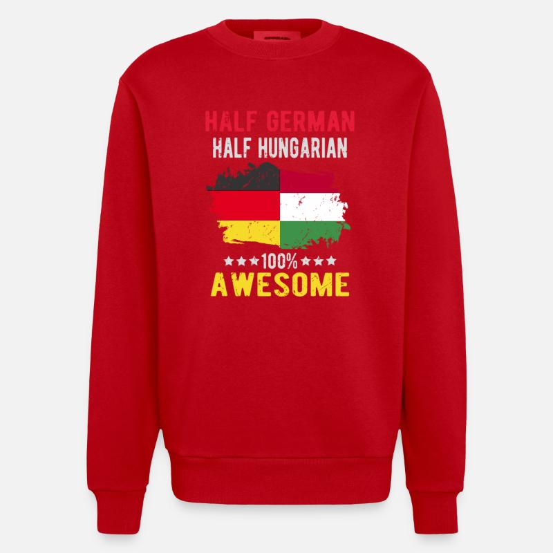 Halb Deutsch Halb Ungar - Heavyweight Oversized Organic Crew Neck Made in EU - Rot
