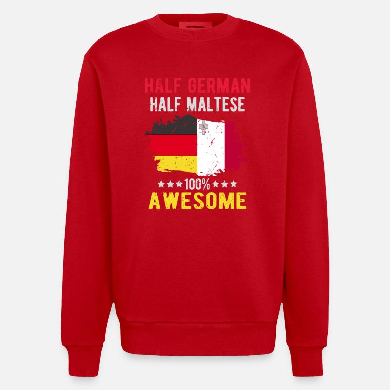 Half German half Mateser - Heavyweight Oversized Organic Crew Neck Made in EU - red
