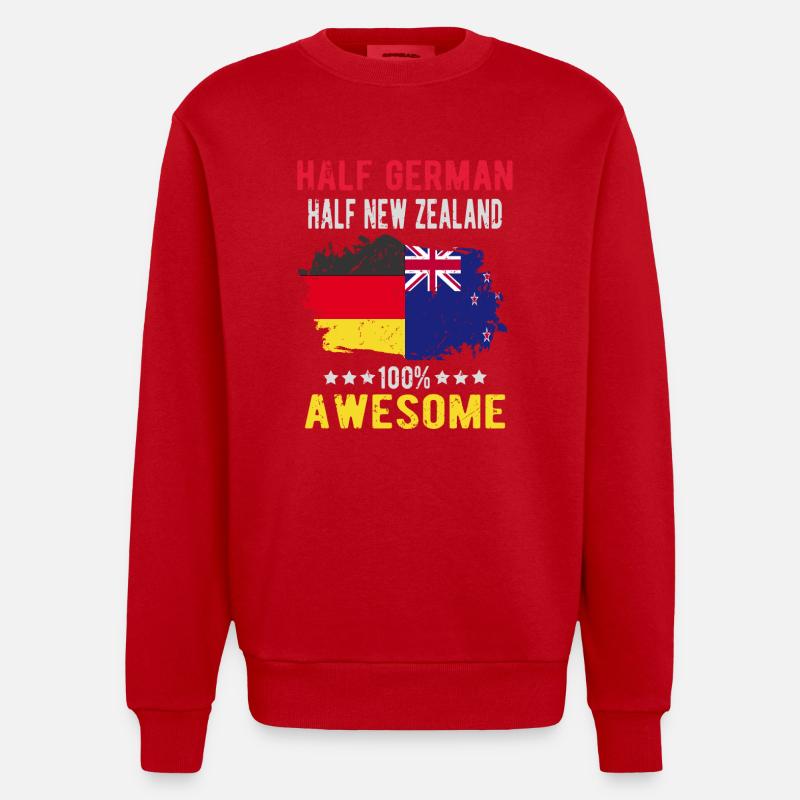 Moitié Allemands moitié Néo-Zélandais - Sweat bio épais oversize fabriqué en UE - rouge