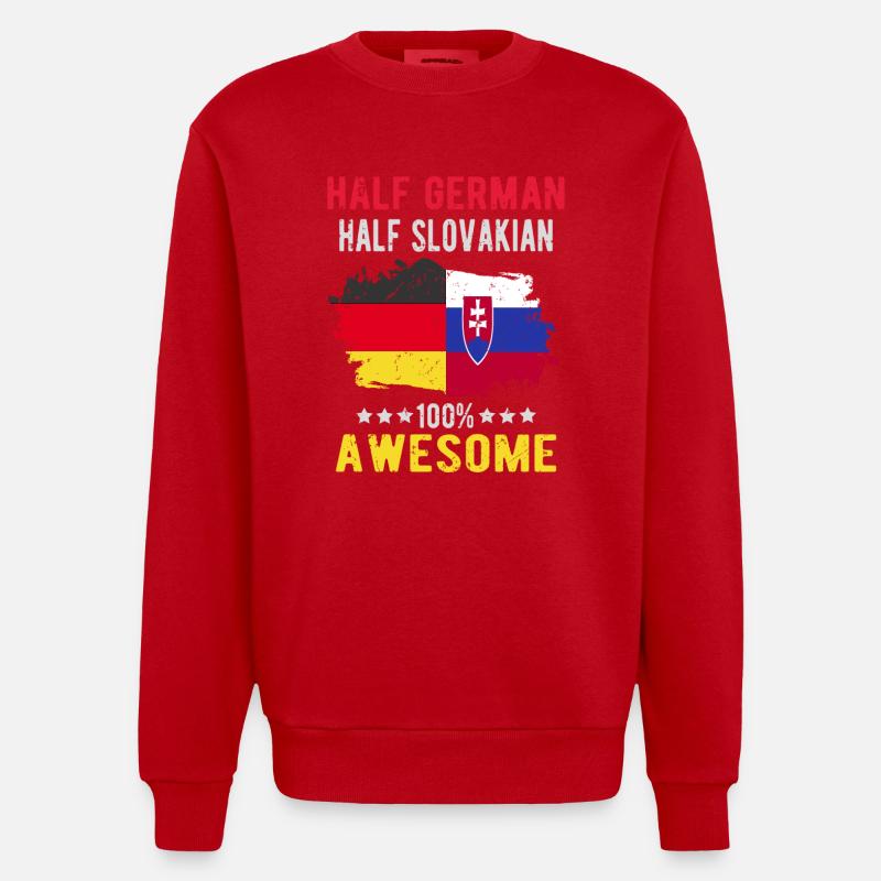 Half German half Slovak - Heavyweight Oversized Organic Crew Neck Made in EU - red