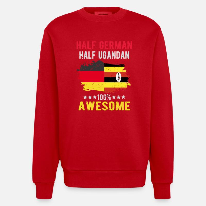 Half German half Ugandans - Heavyweight Oversized Organic Crew Neck Made in EU - red