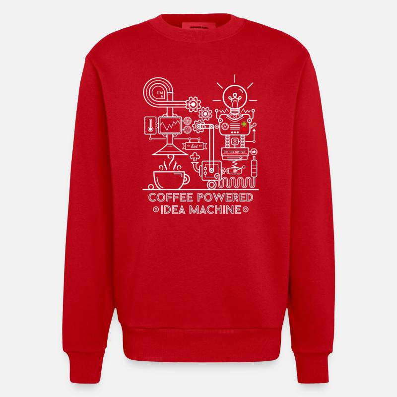 Coffee powered Idea Machine - Sweat bio épais oversize fabriqué en UE - rouge