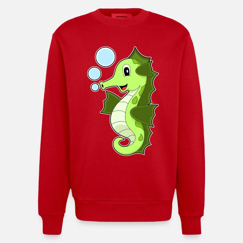 Seepferdchen - Heavyweight Oversized Organic Crew Neck Made in EU - Rot