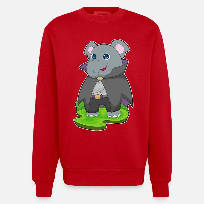 Éléphant Halloween Vampire - Sweat bio épais oversize fabriqué en UE - rouge