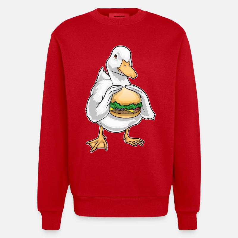 Cheeseburger au canard - Sweat bio épais oversize fabriqué en UE - rouge