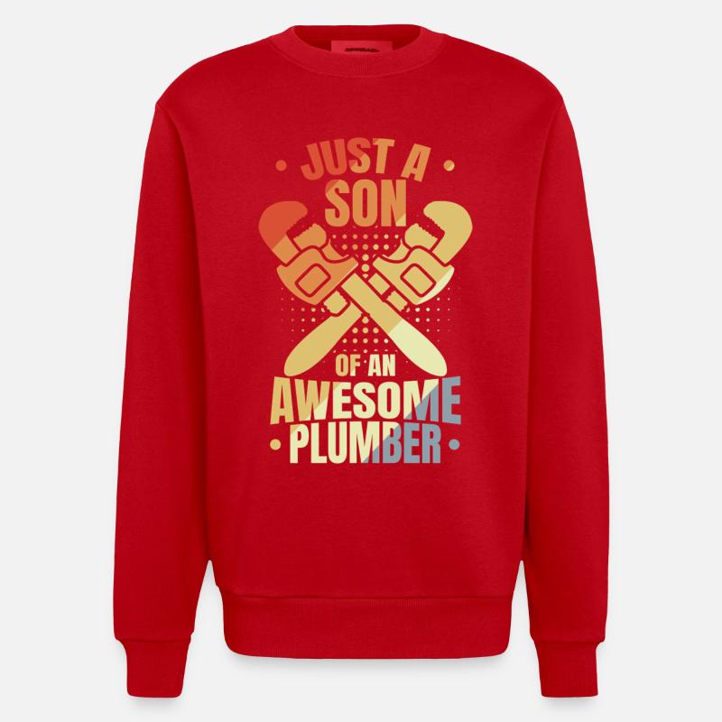 Fils d’un plombier - Sweat bio épais oversize fabriqué en UE - rouge