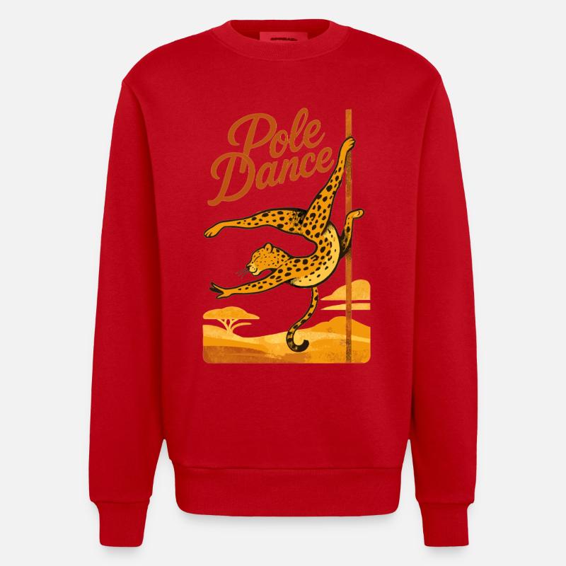 Pole Dance Leopardin Poledancerin Geschenk - Heavyweight Oversized Organic Crew Neck Made in EU - Rot