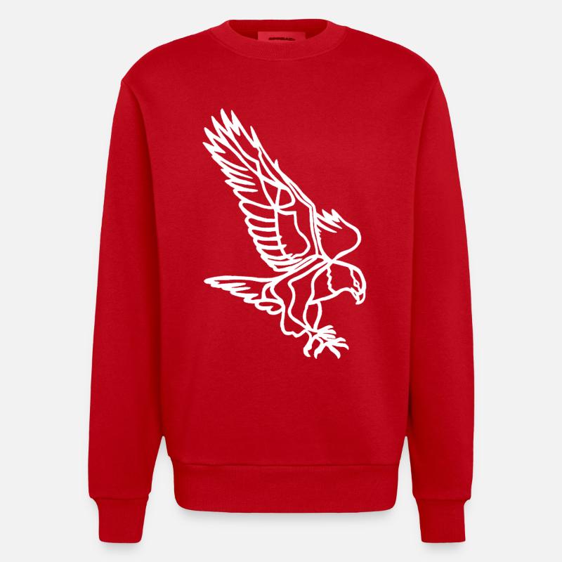 White Eagle in Flight - Heavyweight Oversized Organic Crew Neck Made in EU - red