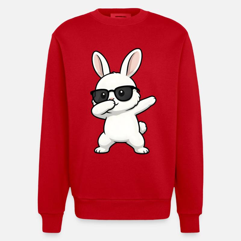 Lapin à dabber - Sweat bio épais oversize fabriqué en UE - rouge