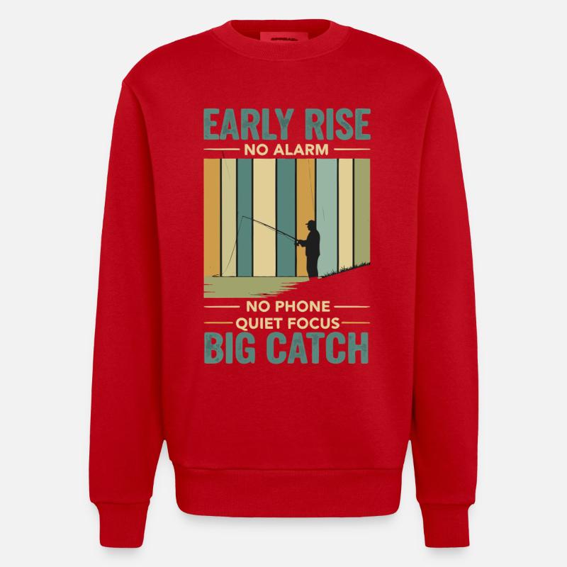 Pêche Pêcheur Hobby Pêcheur Rétro - Sweat bio épais oversize fabriqué en UE - rouge