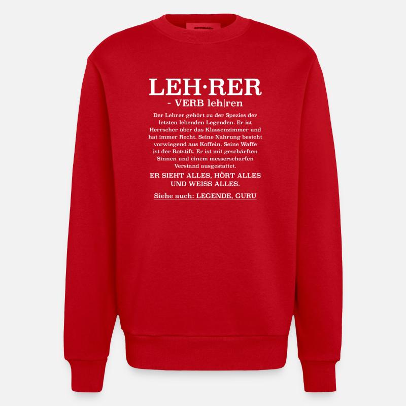 Lehrer Definition - Heavyweight Oversized Organic Crew Neck Made in EU - Rot