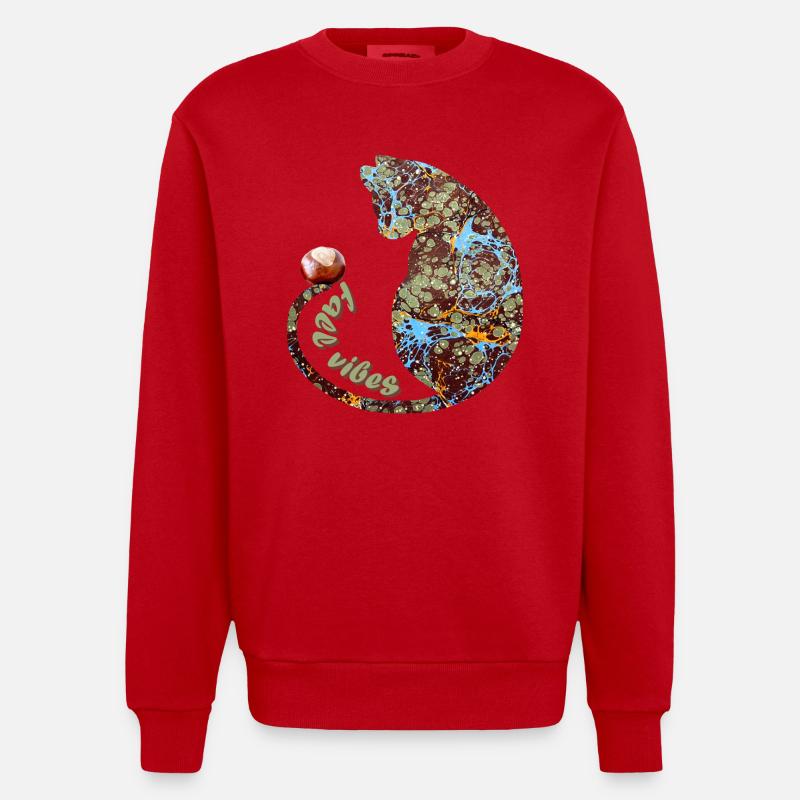 katze mit kastanie e 85 - Heavyweight Oversized Organic Crew Neck Made in EU - Rot