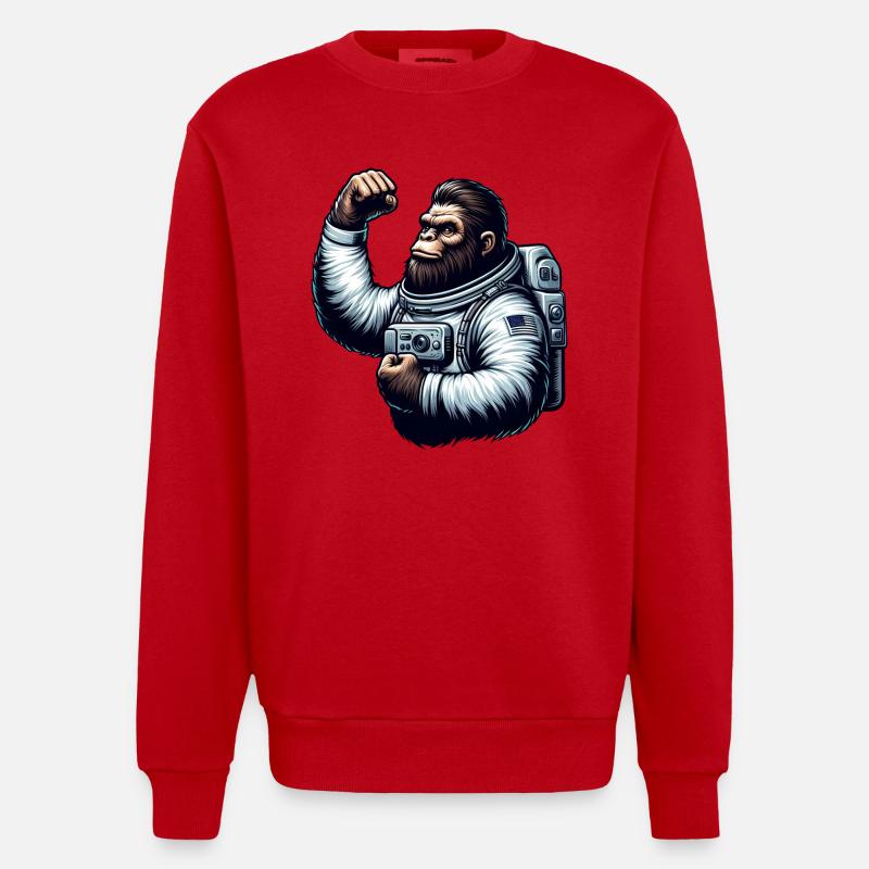 Astronaut Affe Schimpanse Gorilla - Heavyweight Oversized Organic Crew Neck Made in EU - Rot