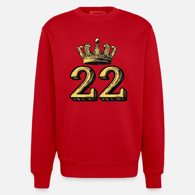 Couronne à 22 chiffres - Sweat bio épais oversize fabriqué en UE - rouge