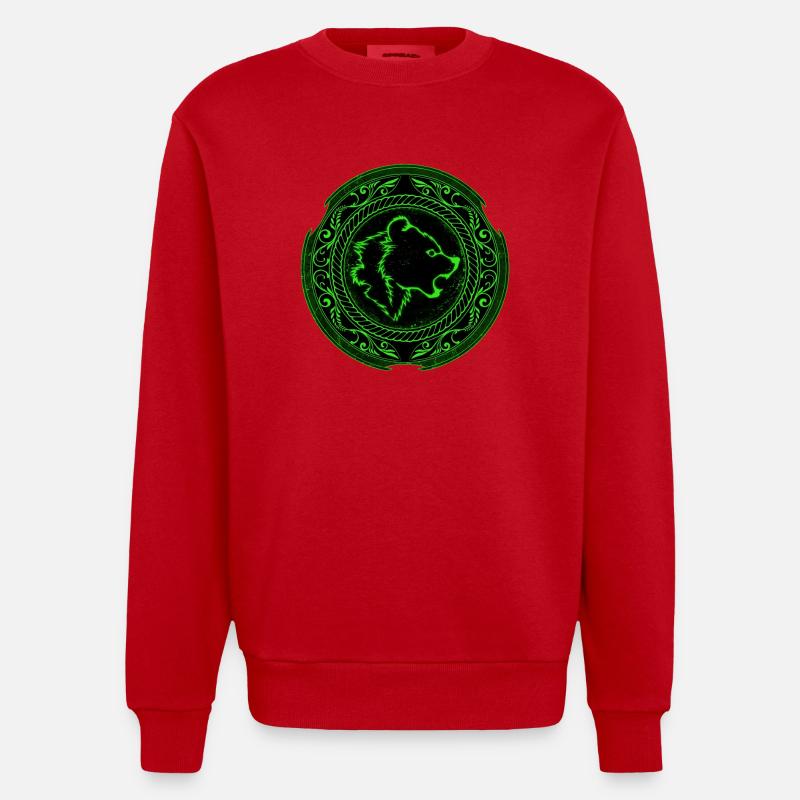 Walhalla Wikinger Bär Bärensymbol - Heavyweight Oversized Organic Crew Neck Made in EU - Rot