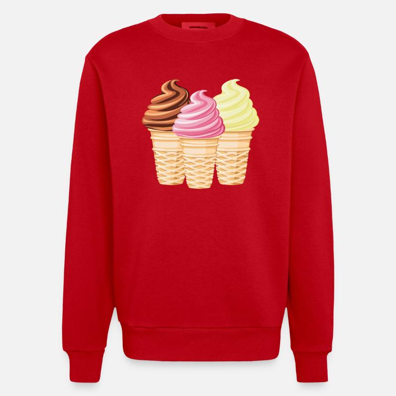 Softeis Vanille Schokolade Erdbeere - Heavyweight Oversized Organic Crew Neck Made in EU - Rot