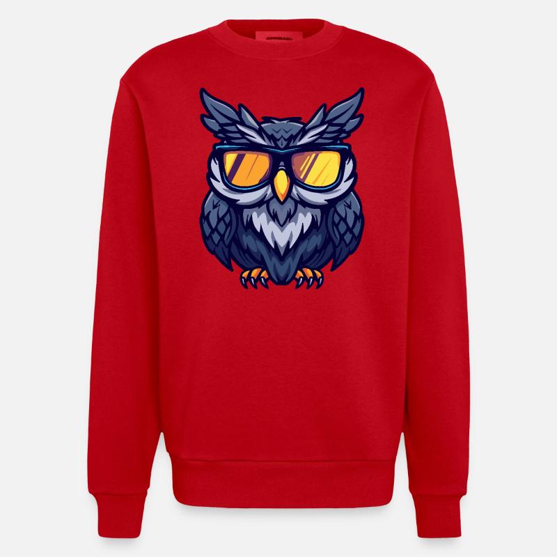 Eule Cool Comic - Heavyweight Oversized Organic Crew Neck Made in EU - Rot