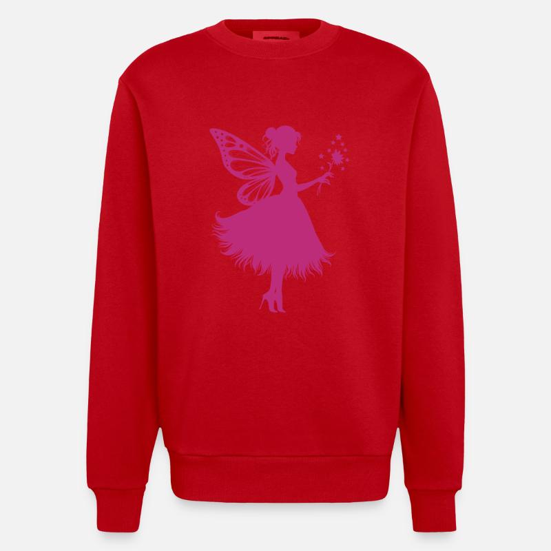 Fée magique avec fleur - Sweat bio épais oversize fabriqué en UE - rouge
