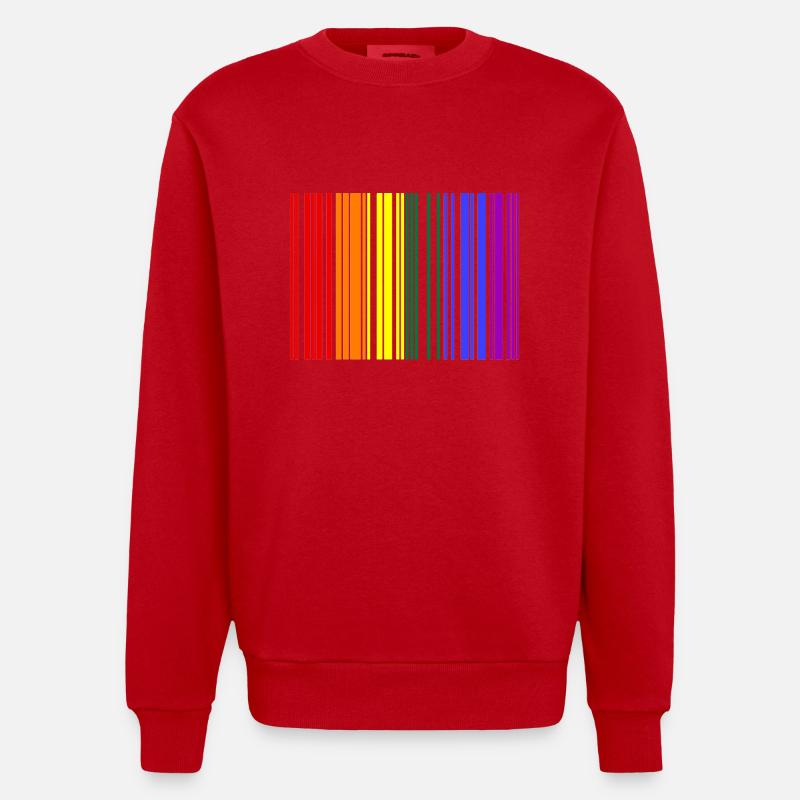 Rainbow Barcode - Heavyweight Oversized Organic Crew Neck Made in EU - red