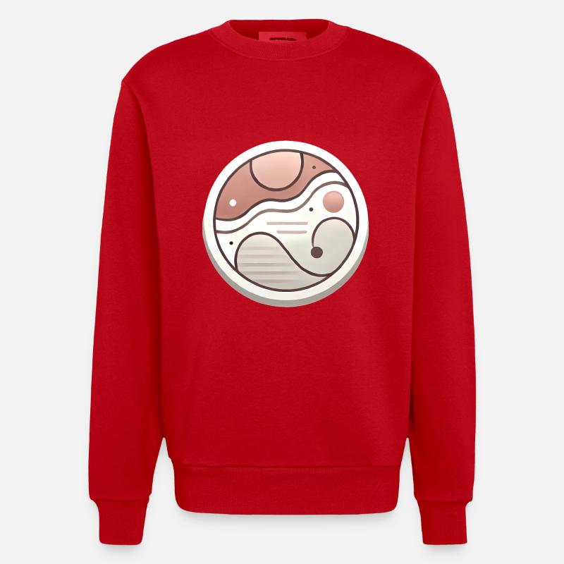 Minimal Abstract Badge Design - Heavyweight Oversized Organic Crew Neck Made in EU - red