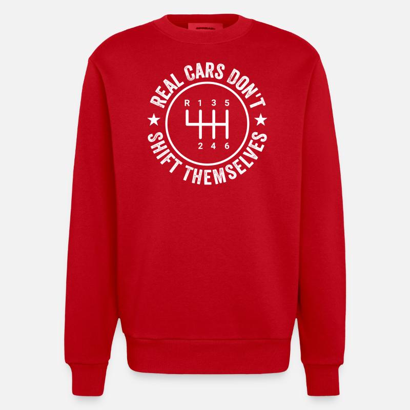 Echte Autos inklusive Schaltgetriebe - Heavyweight Oversized Organic Crew Neck Made in EU - Rot