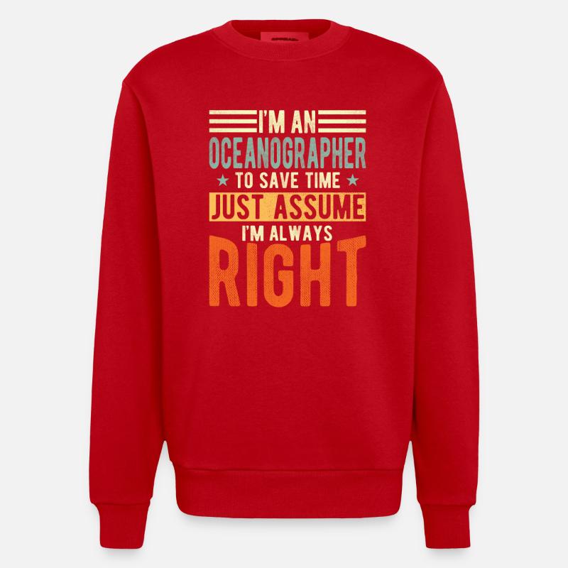 Oceanographer - Heavyweight Oversized Organic Crew Neck Made in EU - red