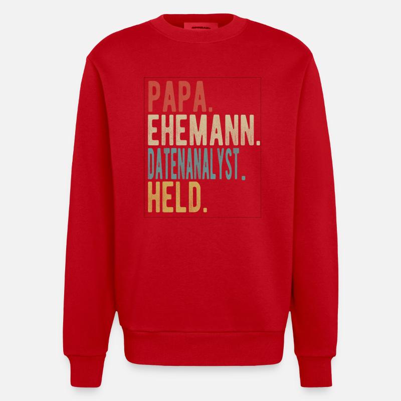 Datenanalyst Papa Ehemann Held - Heavyweight Oversized Organic Crew Neck Made in EU - Rot