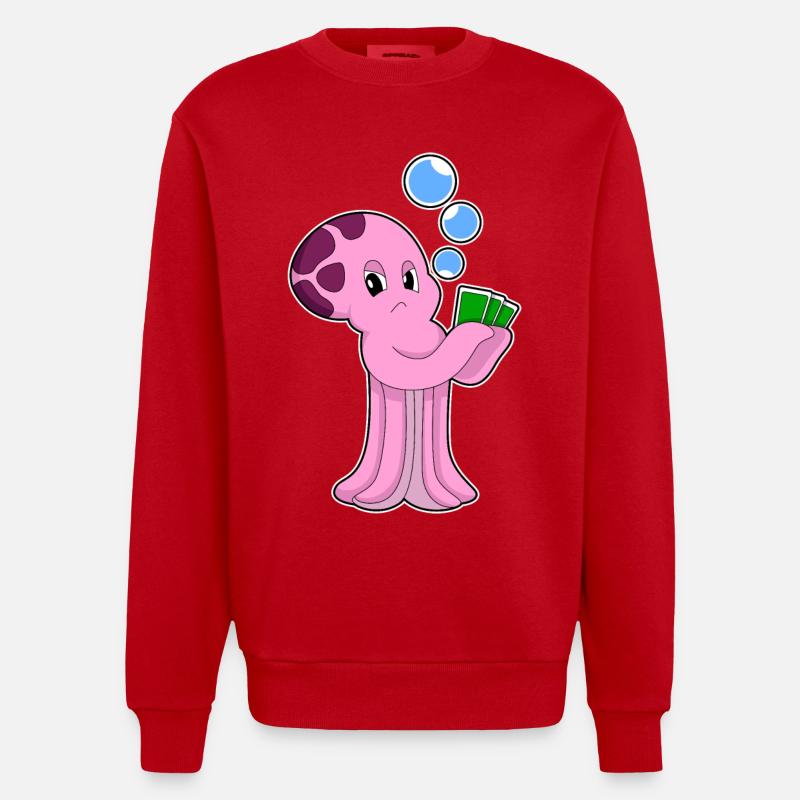 Cartes de poker Krake Poker - Sweat bio épais oversize fabriqué en UE - rouge
