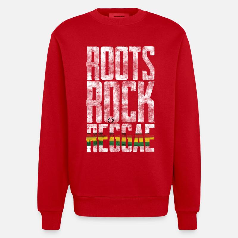 Drapeau Roots Rock Reggae - Sweat bio épais oversize fabriqué en UE - rouge