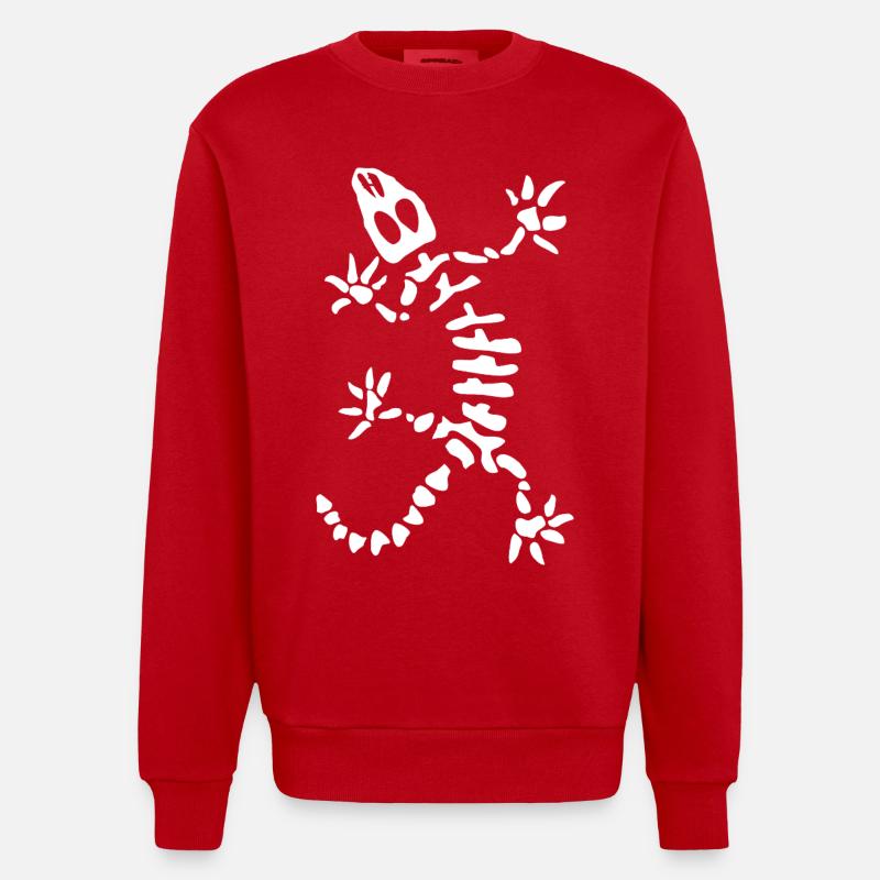 Gecko Skeleton: Lizard, Reptile & Bones - Heavyweight Oversized Organic Crew Neck Made in EU - red