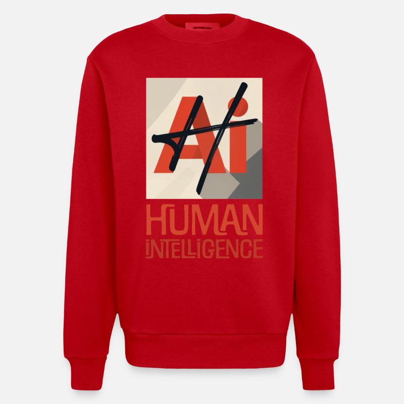 HUMAN INTELLIGENCE #3 - lets' talk - Sweat bio épais oversize fabriqué en UE - rouge