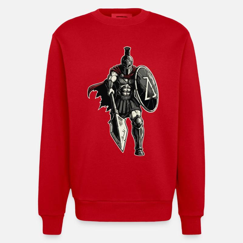 Veteran Spartan Combat Spear Shield Maskottchen - Heavyweight Oversized Organic Crew Neck Made in EU - Rot