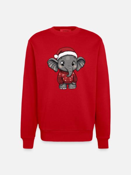 Elephant Christmas Comic - Heavyweight Oversized Organic Crew Neck Made in EU - red
