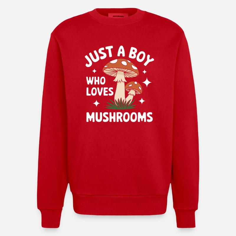 Champignons Champignons Champignon Champignon - Sweat bio épais oversize fabriqué en UE - rouge