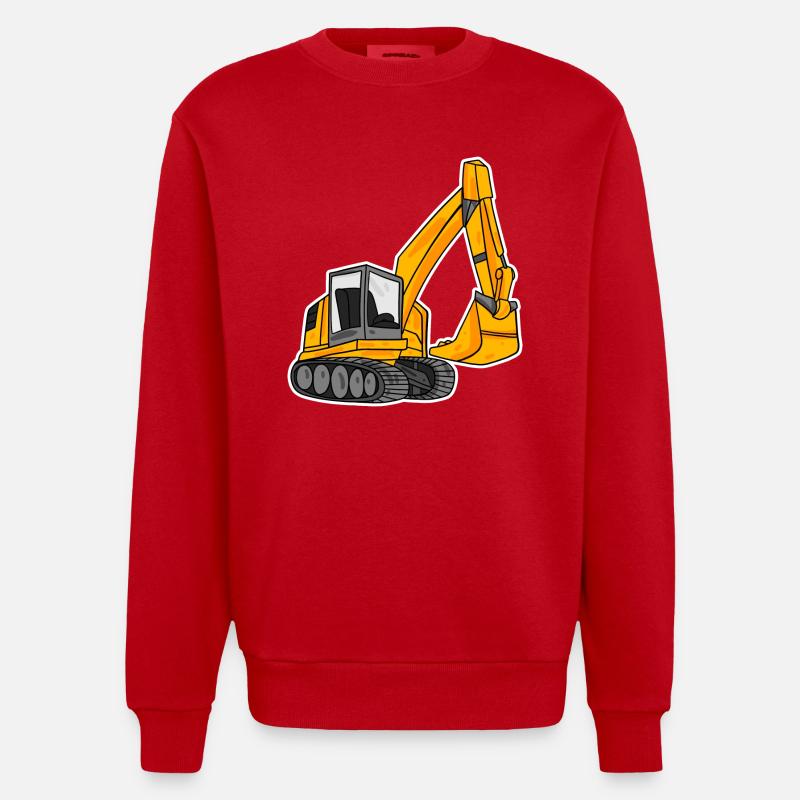 Löffelbagger Ausgräber Bagger - Heavyweight Oversized Organic Crew Neck Made in EU - Rot