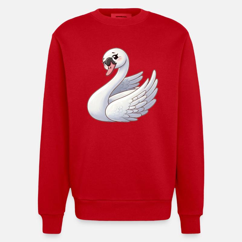 Weißer Schwan als himmlischer Engel - Heavyweight Oversized Organic Crew Neck Made in EU - Rot