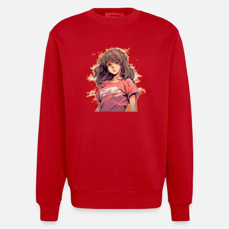 Fille d’anime - Sweat bio épais oversize fabriqué en UE - rouge