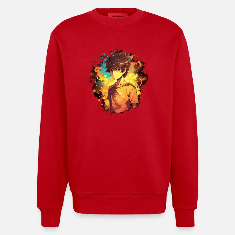 Garçon d’anime - Sweat bio épais oversize fabriqué en UE - rouge