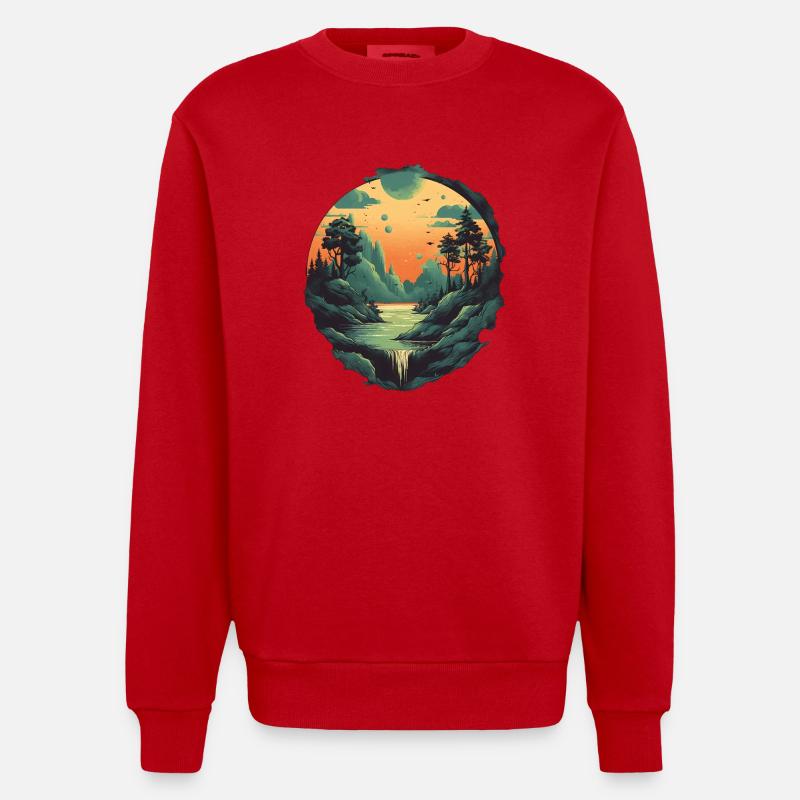 Landschaft - Heavyweight Oversized Organic Crew Neck Made in EU - Rot
