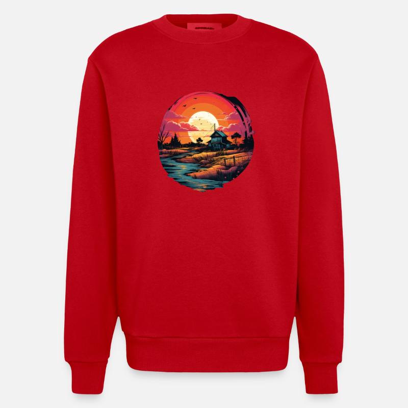 Paysage - Sweat bio épais oversize fabriqué en UE - rouge