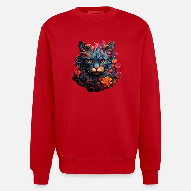 Chat - Sweat bio épais oversize fabriqué en UE - rouge