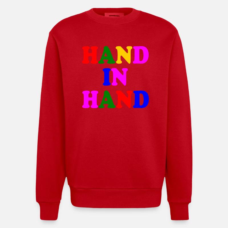 Hand in hand - Heavyweight Oversized Organic Crew Neck Made in EU - Rot