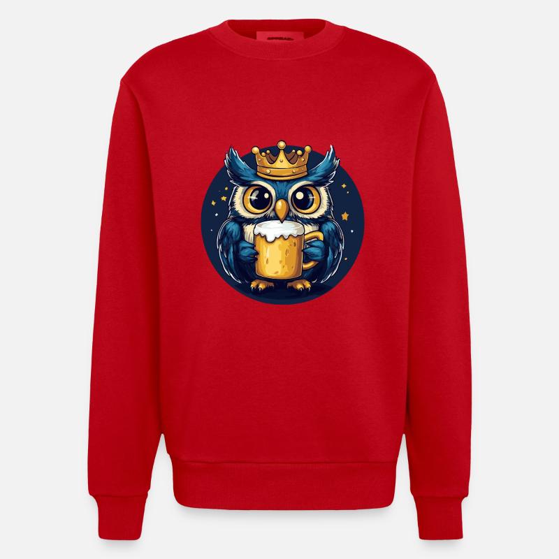 Eule Bier - Heavyweight Oversized Organic Crew Neck Made in EU - Rot