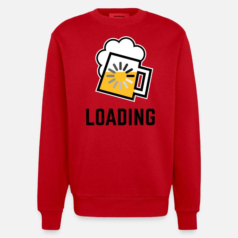 Beer Loading (Beer Loading/Positive//) - Heavyweight Oversized Organic Crew Neck Made in EU - red