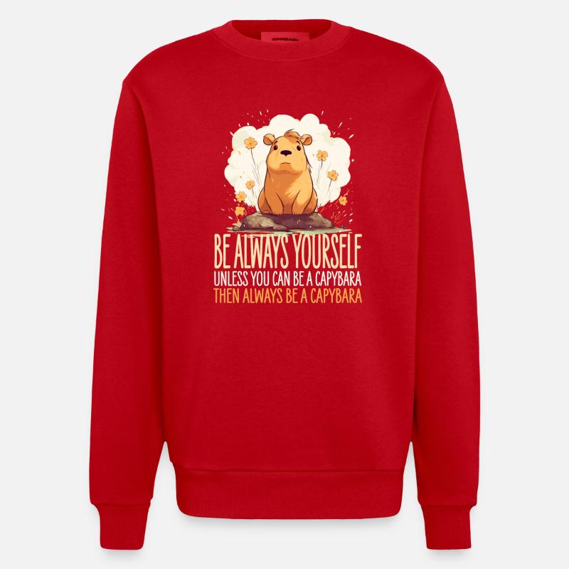 Capybara Immer Du Selbst - Heavyweight Oversized Organic Crew Neck Made in EU - Rot