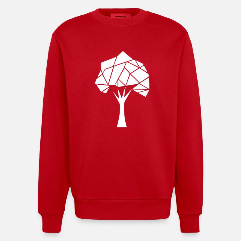Arbre polygonal géométrique - Sweat bio épais oversize fabriqué en UE - rouge