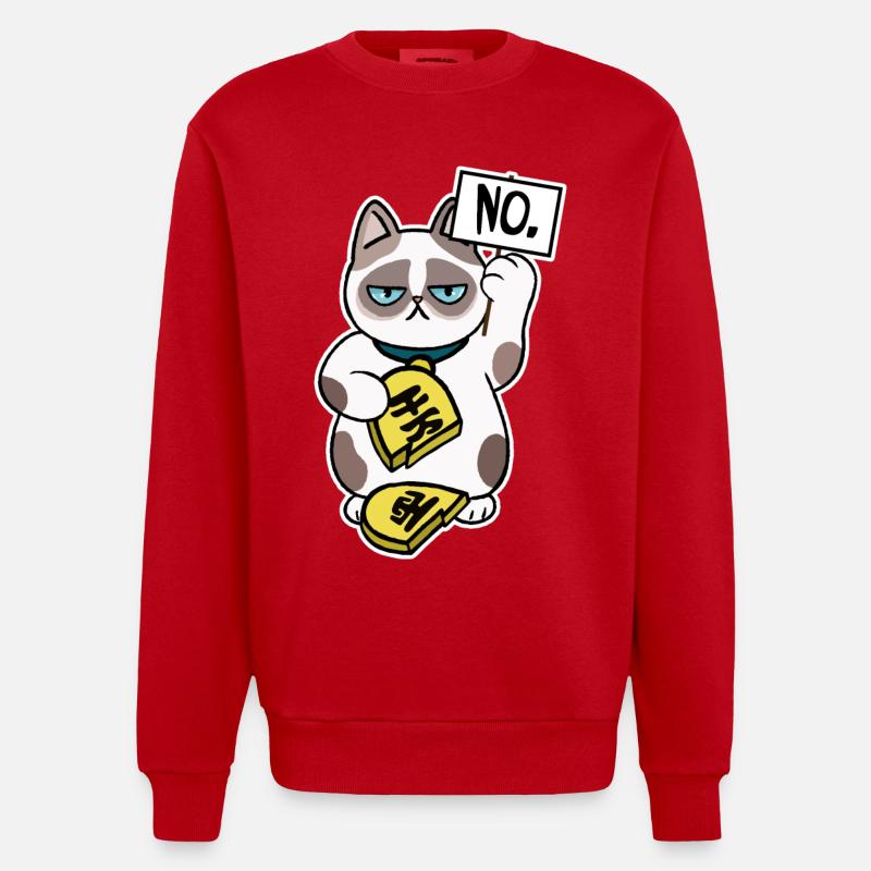 Conception de chat malchanceux - Sweat bio épais oversize fabriqué en UE - rouge