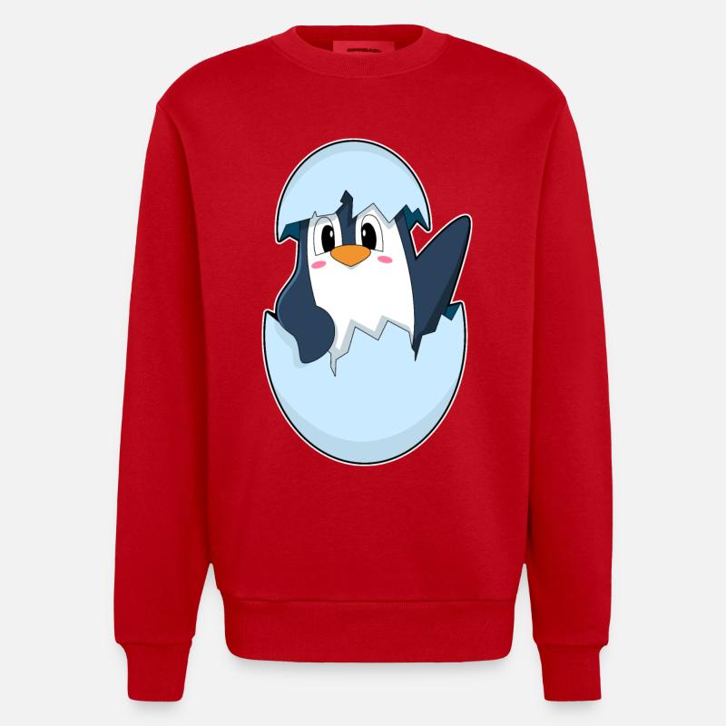 Penguin Eggshell - Heavyweight Oversized Organic Crew Neck Made in EU - red