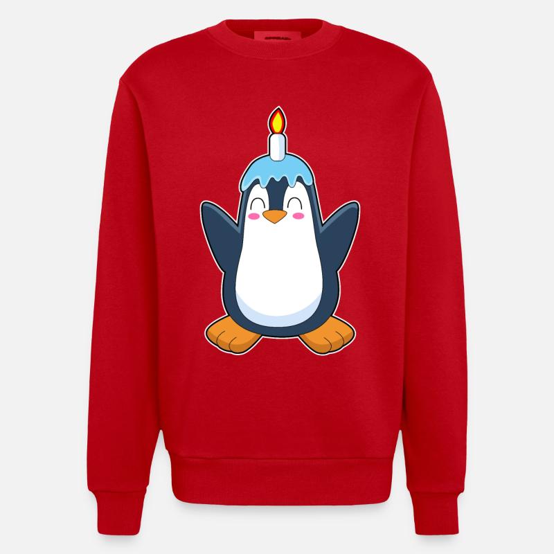 Bougie d’anniversaire Pingouin - Sweat bio épais oversize fabriqué en UE - rouge